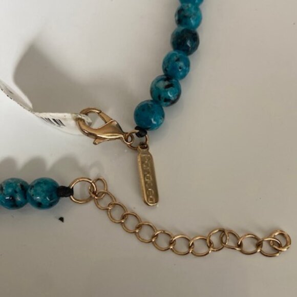 Neiman Marcus 32" Long Beaded Turquoise and Jet Necklace w 5" Tassel, Extender - Picture 7 of 9